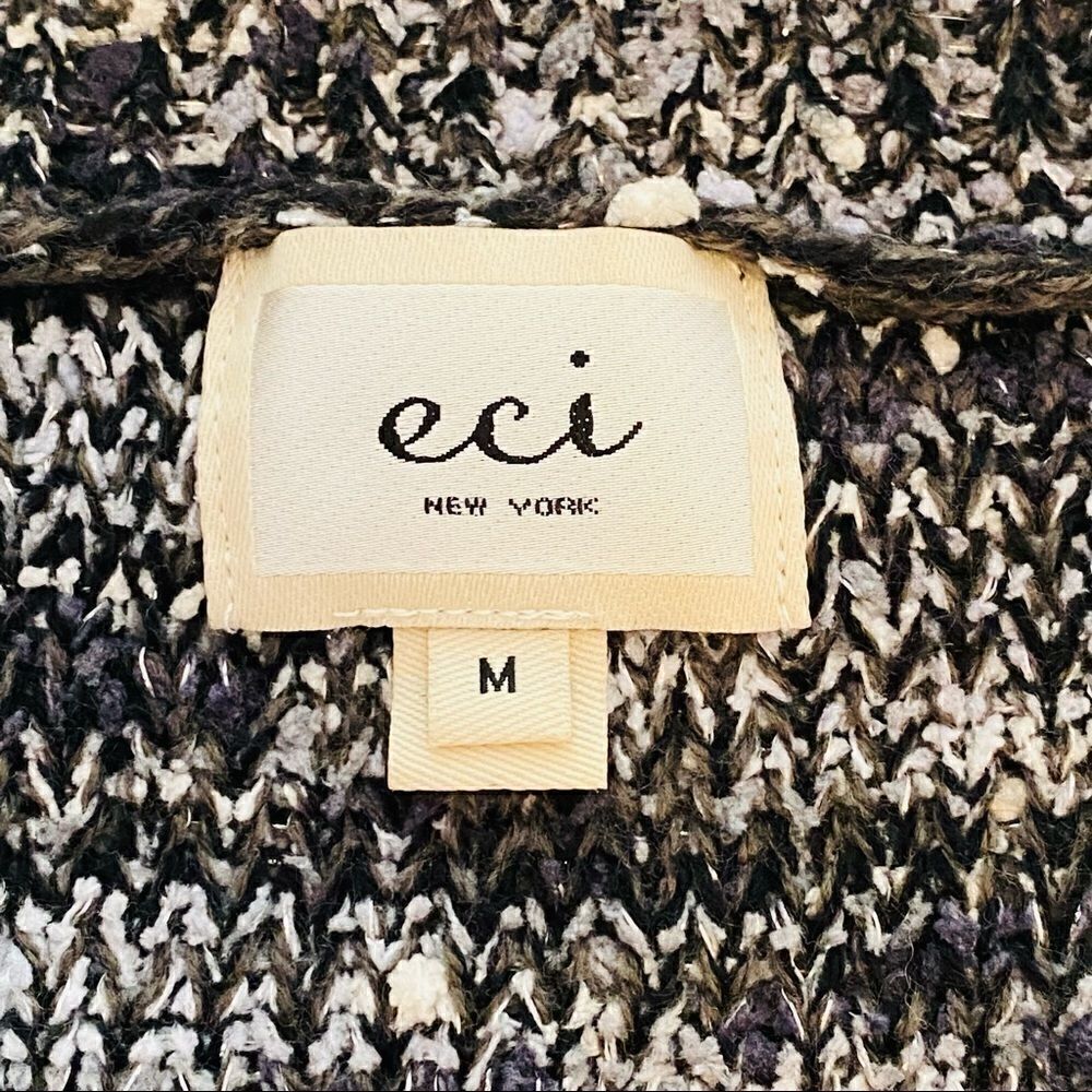 Eci Metallic Thread Collar 2-button Cardigan- M - Picture 8 of 8